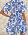 Vintage Floral Ruffle Sleeve Dress