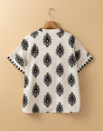 Short Sleeve V Neck Blouse