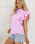 Kori Scalloped Ruffle Sleeve Top