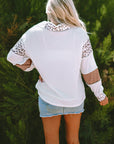 Eleanor Leopard Turn-down Collar Waffle Top