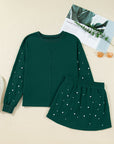 Pearl Embellished Pullover and Mini Skirt Set