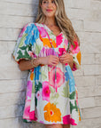 Iyla Floral Split Neck Babydoll Dress
