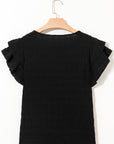 Textured Ruffle Sleeve Top