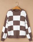 Checker Bishop Sleeve Sweater