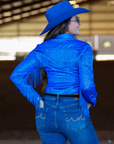 ROYAL SPARKLE & FRINGE PERFORMANCE RODEO SHIRT