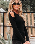Amaya Ribbed Knit Cold Shoulder Sweater