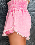 Pink Frayed Denim Skort