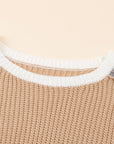 Colorblock Patchwork Round Neck Sweater