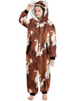 Big Kids Cow Print Pajama Hooded Onesie