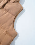 Solid Zip-Up Pocketed Puffer Vest