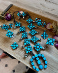 Complete Squash Blossom Set – Kingman Turquoise – Sterling Silver – Navajo Made by Wilson Dawes