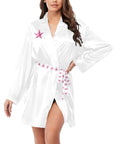 Bridesmaid Women's Long Sleeve Belted Satin Feel Dressing Lounge Robe