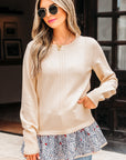Mary Cable Texture Bohemian Ruffle Hem Sweater