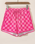 Checker Drawstring Elastic Waist Shorts