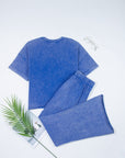 Arabella Acid Wash Star Patched Rolled Trim Pants Set