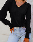 Andrea Shirred Shoulder Frilled Cuffs Long Sleeve Top