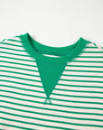 Stripe Contrast Trim Ruffle Sleeve Top