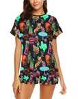 Vegas Neon Western Women's Short and Top Pajama Set