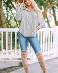 Skye Smocked Cuffed Striped Boyfriend Shirt with Pocket