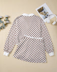Checker Long Sleeve Top and Drawstring Mini Skirt Set
