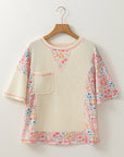 Floral Patchwork Chest Pocket T-Shirt