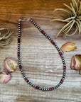 18-Inch Sterling Silver Pearl Necklace with Deep Purple Spiny Oyster – (5mm)