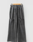 Mineral Wash High Waist Raw Hem Pants