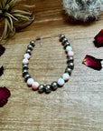 8 mm Sterling Silver Pearls bracelet with pink conch beads