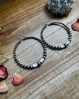 Big Sterling Silver Pearls Hoops with pink Conch