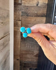 Sterling Silver Round Ring with 3 Kingman Turquoise Stones – Size 6.5