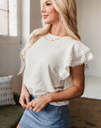Soraya Crinkled Layered Ruffled Flutter Sleeve Blouse
