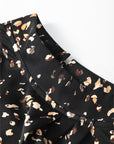 Leopard Pleated Lantern Sleeve Blouse