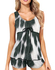 Black White Cowhide Print Tankini Boy Shorts Swim Set