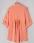 Mylah Corded Half Sleeve Button Up Loose Shirt