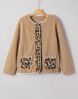 Leopard Plush Pocketed Jacket