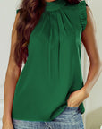 Emerald Pleated Sleeveless Top
