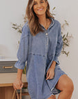 Londyn Buttoned Long Sleeve Denim Mini Dress