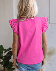 Jazmine Scallop Short Sleeve V Neck Blouse