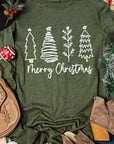 Thea Merry Christmas Trees Thumbhole Sleeve Graphic Tee
