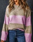 Renata Stripe Crew Neck Wide Sleeve Colorblock Sweater