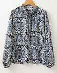 Boho Frilled Tied Neck Blouse