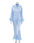 Heavenly Feathered Silk Pajamas in color options