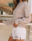 Cable Knit Drop Shoulder Sweater