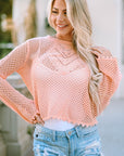 Ila Hollowed Eyelets Knit Bell Sleeve