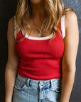 Drew Edge Ribbed Knit U Neck Tank Top