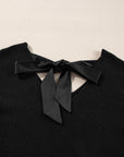 Bow Back Lantern Sleeve V-Neck Sweater
