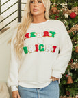 Christmas MERRY & Bright Chenille Sherpa Sweatshirt