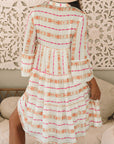 Winnie Bracelet Sleeve Slit Neck Ruffled Loose Dress