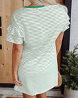 Stripe Ruffle Sleeve T-Shirt Dress