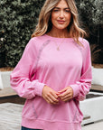 Lilah Lace Patched Raglan Sleeve Loose Fit Sweatshirt